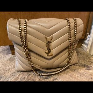 YSL Saint Laurent LouLou Medium Bag Dark Beige